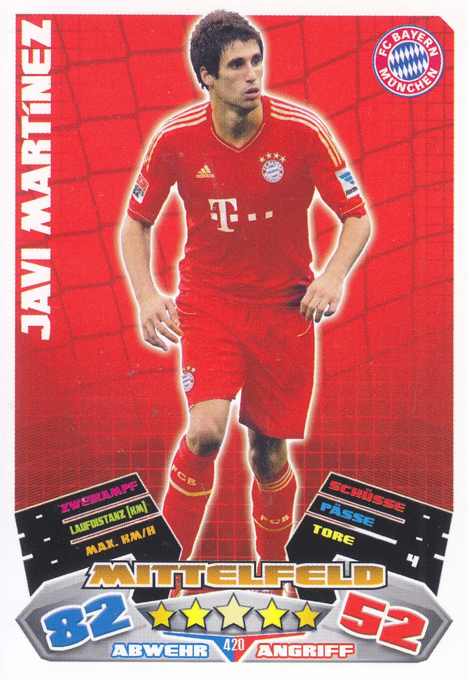 Javi Martinez / FC Bayern München / Topps Match Attax 2012 / Basis Karte / Nr. 420