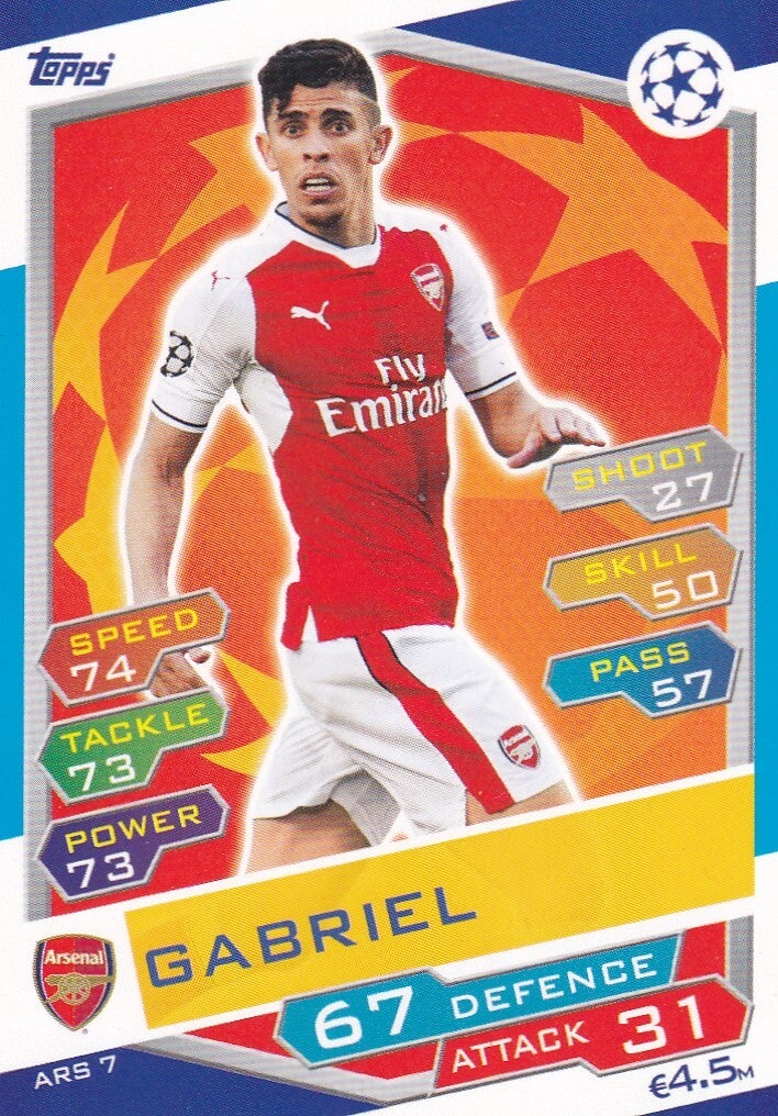 Gabriel - Arsenal London - Topps Champions League 2016 - Basis Karte - Nr. ARS 7
