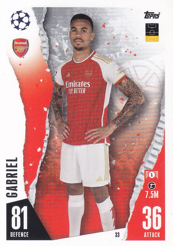 Gabriel / Arsenal London / Topps Champions League 2023 / Basis Karte / Nr. 33