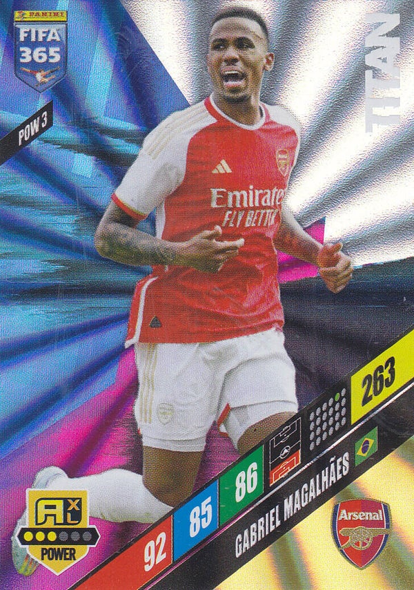 Gabriel Magalhaes / Arsenal London / Panini Fifa 365 Jahr 2024 / Titan Karte / Icon Power / Nr. POW3