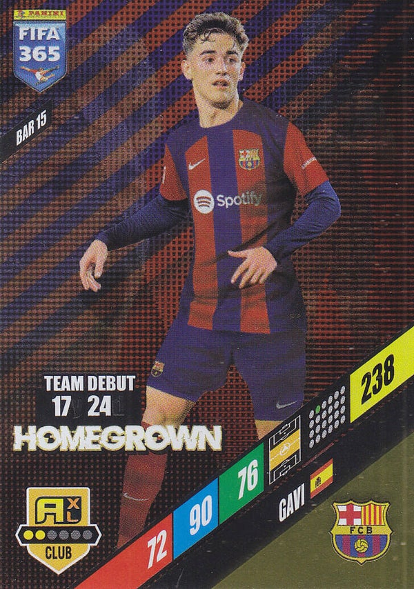 Gavi / FC Barcelona / Panini Fifa 365 Jahr 2024 / Homegrown Icon Club / Nr. BAR 15