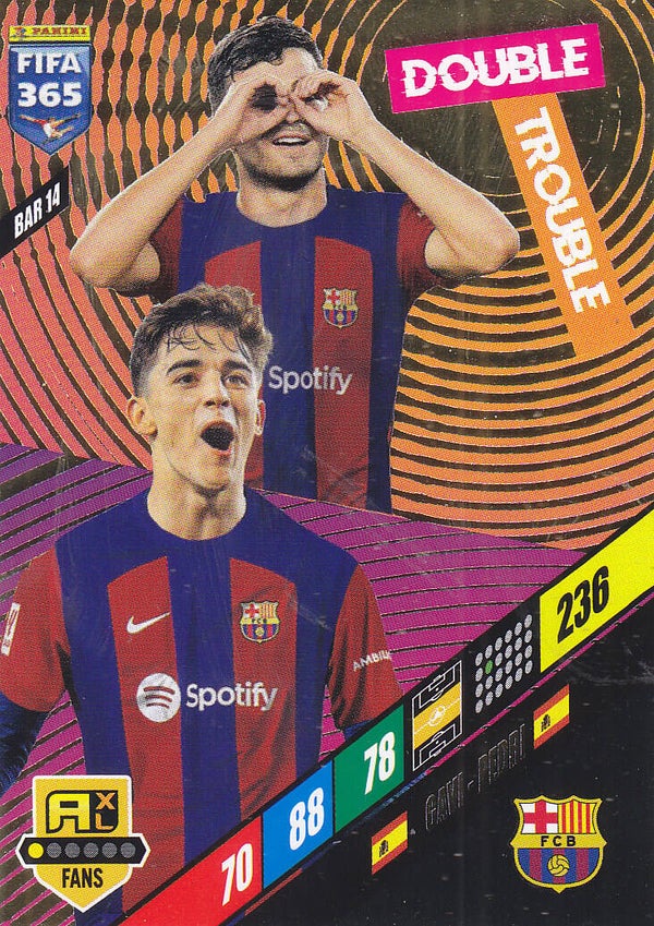 Gavi & Pedri / FC Barcelona / Panini Fifa 365 Jahr 2024 / Double Trouble / Icon Fans / Nr. BAR14