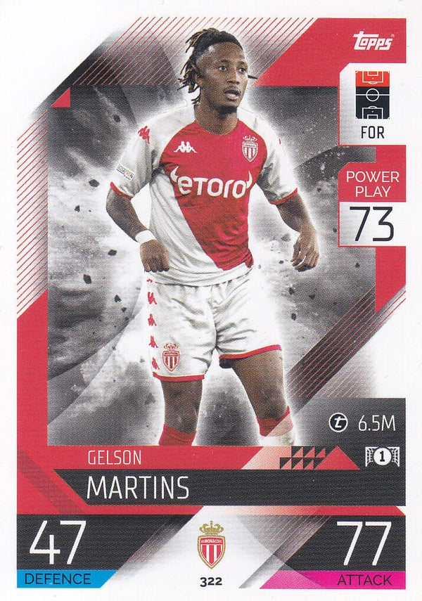 Gelson Martins / AS Monaco / Topps Champions League 2022 / Basis Karte / Nr. 322