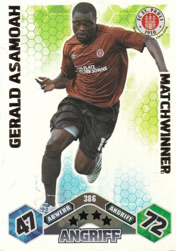Gerald Asamoah / FC St. Pauli / Topps Match Attax 2010 / Matchwinner / Nr. 386