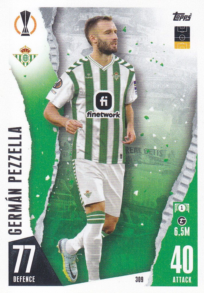 German Pezzella / Real Betis Balompie / Topps Champions League 2023 / Basis Karte / Nr. 309