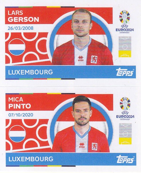 Lars Gerson & Mica Pinto / Luxemburg / Topps EM 2024 / Basis Doppelbild / Nr. LUX 4 LUX 5