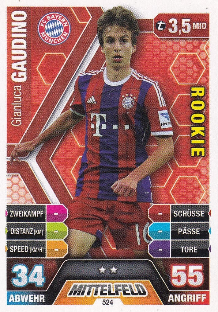 Gianluca Gaudino / FC Bayern München / Topps Match Attax 2014 / Rookie / Nr. 524