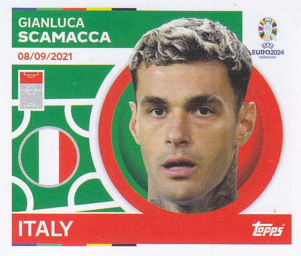 Gianluca Scamacca / Italien / Topps EM 2024 / Basis Bild / Nr. ITA 18