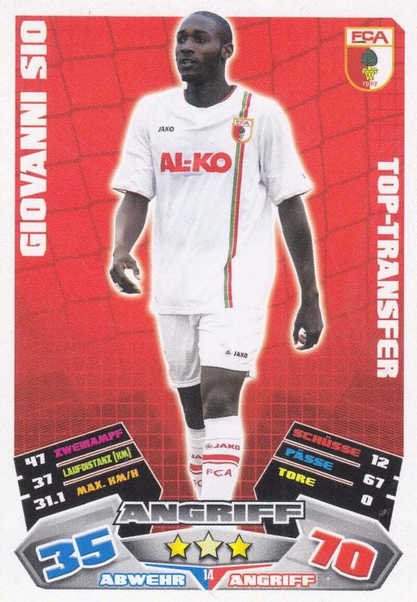 Giovanni Sio / FC Augsburg / Topps Match Attax 2012 / Top-Transfer / Nr.14