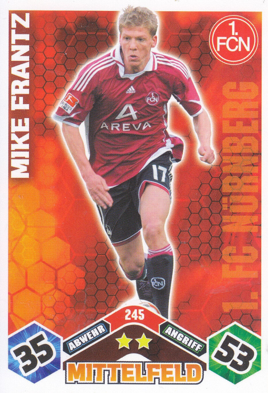 Mike Frantz / 1.FC Nürnberg / Topps Match Attax 2010 / Basis Karte / Nr.245