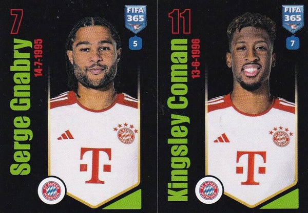 Serge Gnabry & Kingsley Coman / FC Bayern München / Panini Fifa 365 Jahr 2024 / Doppelbild / Nr. 240 a b