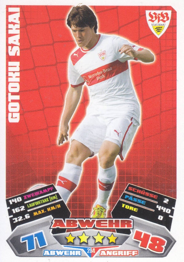 Gotoku Sakai / VFB Stuttgart / Topps Match Attax 2012 / Basis Karte / Nr.294