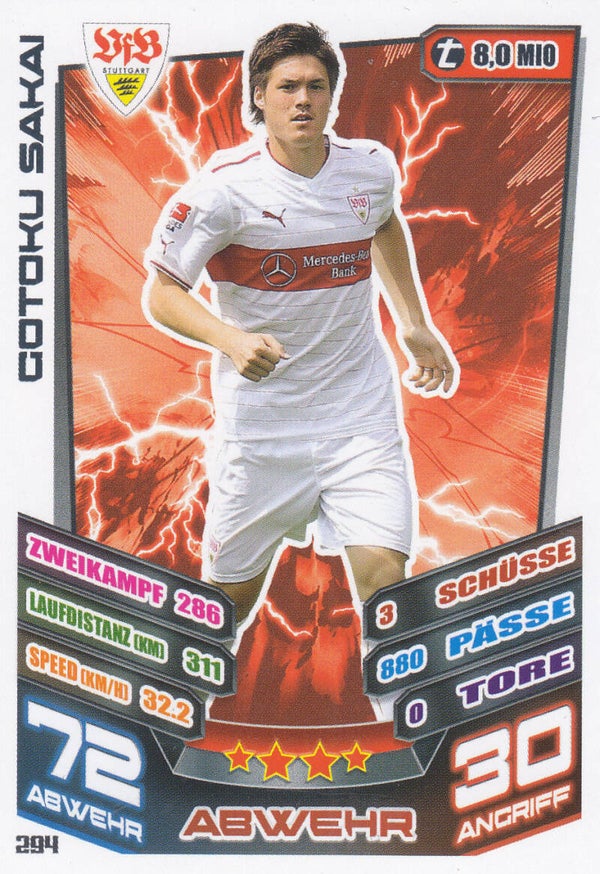 Gotoku Sakai / VFB Stuttgart / Topps Match Attax 2010 / Basis Karte / Nr. 294