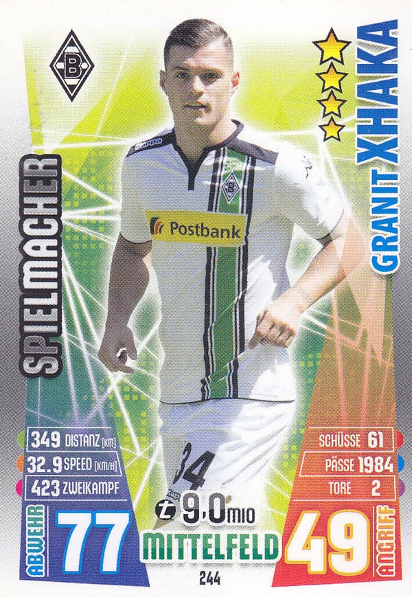 Granit Xhaka / Borussia Mönchengladbach / Topps Match Attax 2015 / Spielmacher / Nr. 244