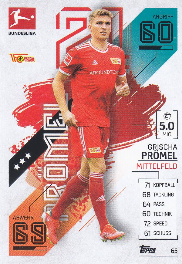 Grischa Prömel - 1.FC Union Berlin - Topps Match Attax 2021 - Basis Karte - Nr. 65