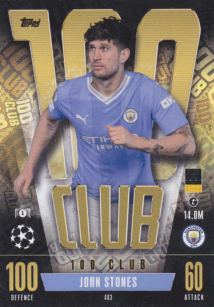 John Stones / Manchester City / Topps Champions League 2023 / Club 100 Karte / Nr. 483