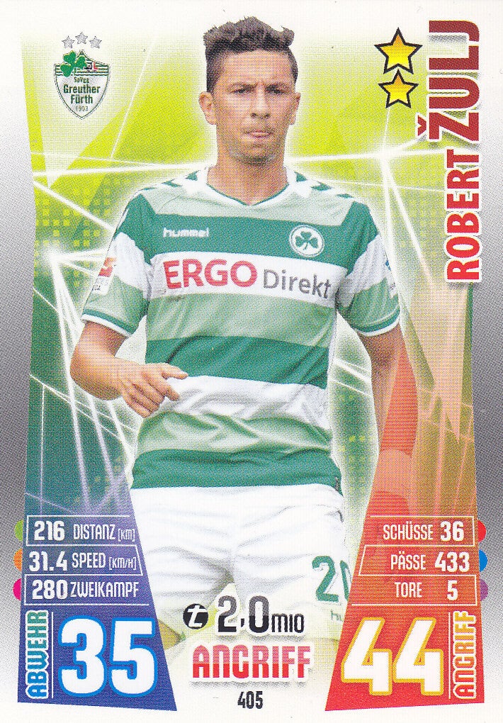 Robert Zulj / SpVgg Greuther Fürth / Topps Match Attax 2015 / Basis Karte / Nr.405