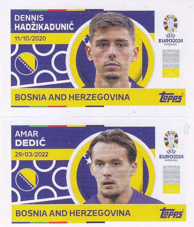 D. Hadzikadunic & Amar Dedic / Bosnien Herzegowina / Topps EM 2024 / Basis Bild / Nr. BIH 4 BIH 5