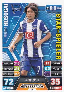 Hajime Hosogai / Hertha BSC Berlin / Topps Match Attax 2014 / Star-Spieler / Nr. 28