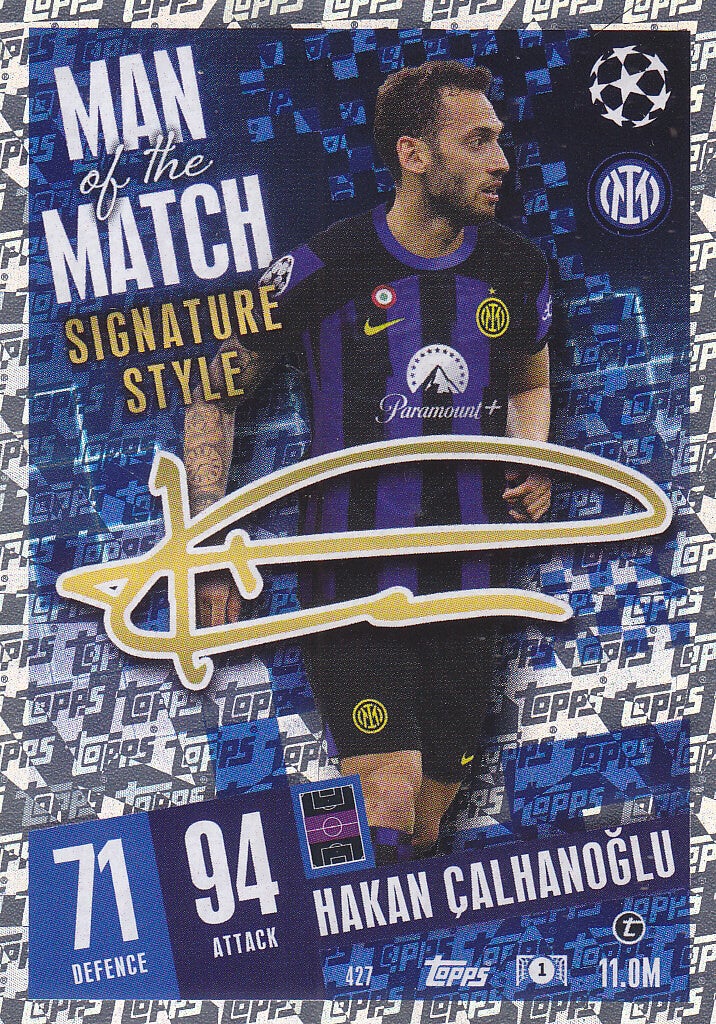 Hakan Calhanoglu / Inter Mailand / Topps Champions League 2023 / Man of the Match Signature Style / Nr. 427