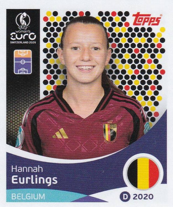 Hannah Eurlings - Belgien - Topps Frauen EM 2025 - Basis Bild - Nr. 138