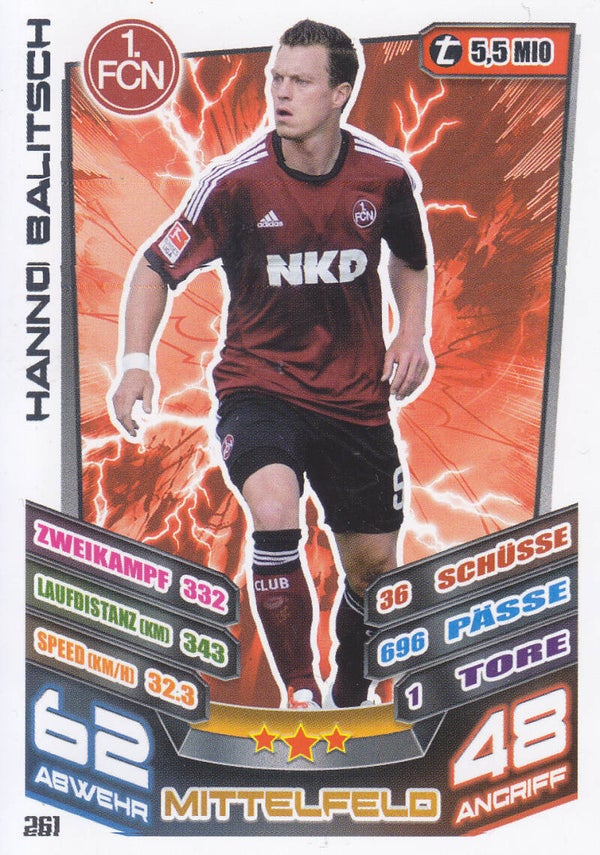 Hanno Balitsch / 1.FC Nürnberg / Topps Match Attax 2013 / Basis Karte / Nr. 261