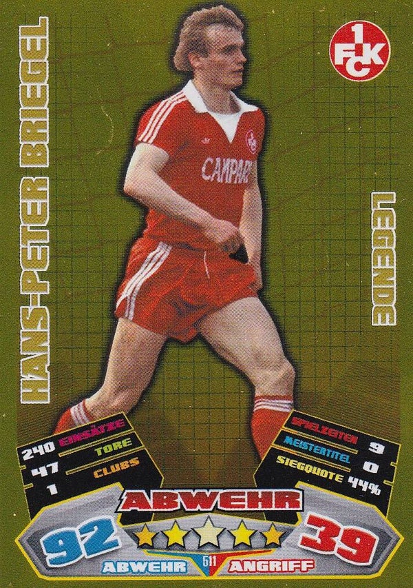 Hans-Peter Briegel / 1.FC Kaiserslautern / Topps Match Attax 2012 / Gegende Gold / Nr. 511