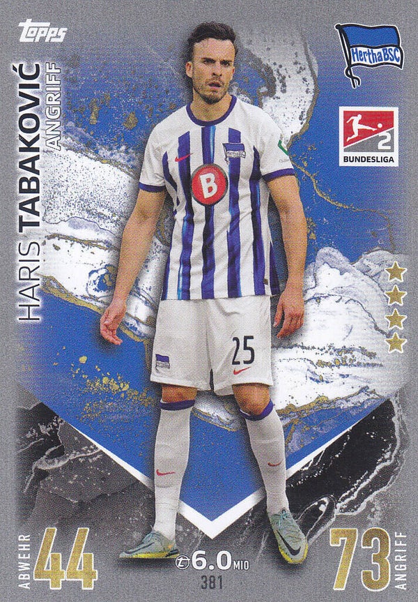 Haris Tabakovic / Hertha BSC Berlin/ Topps Match Attax 2023 / Basis Karte 2.Bundesliga / Nr.381