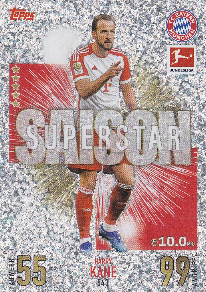 Harry Kane / FC Bayern München / Topps Match Attax Extra 2023 / Saison Super Star / Nr. 543