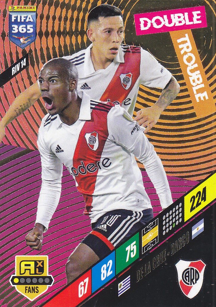 De La Cruz & Barco / River Plate / Panini Fifa 365 Jahr 2024 / Double Trouble Icon Fans / Nr. RIV 14