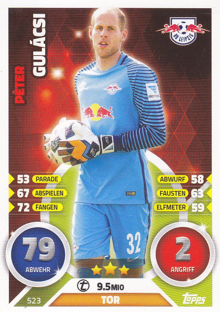 Peter Gulacsi / RB Leipzig / Topps Match Attax 2016 / Basis Karte / Nr.523