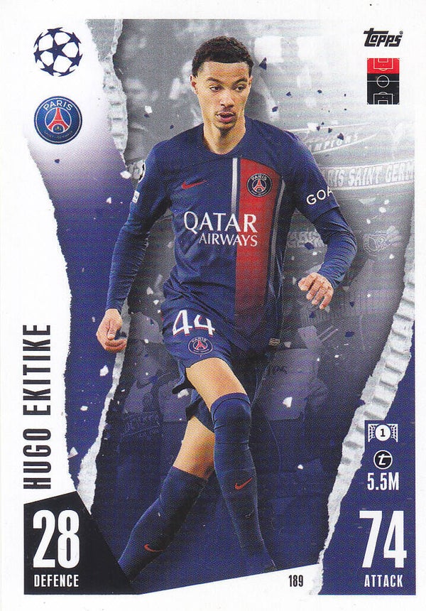 Hugo Ekitike / Paris Saint Germain / Topps Champions League 2023 / Basis Karte / Nr. 189