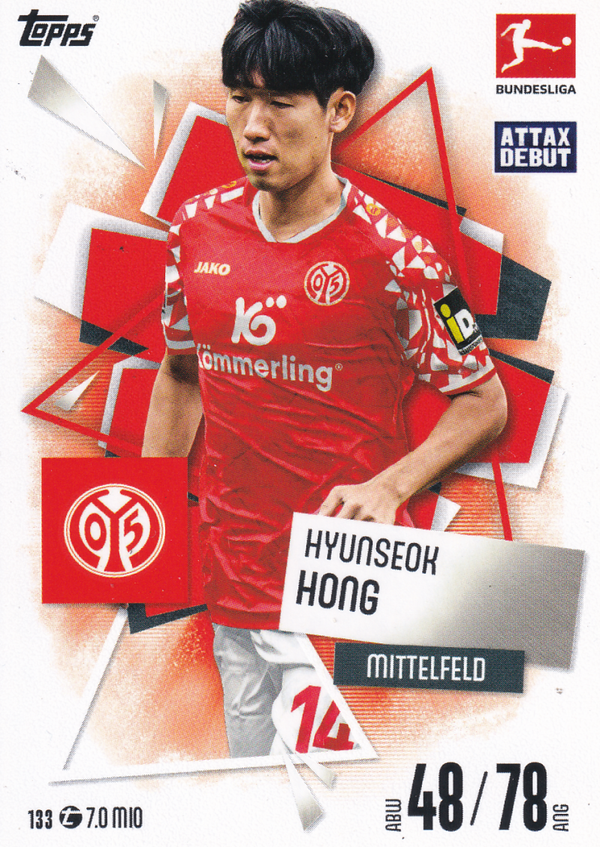 Hyunseok Hong - 1.FSV Mainz 05 - Topps Macht Attax 2025 - Attax Debüt - Nr. 133