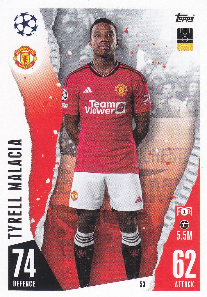 Tyrell Malacia / Manchester United / Topps Champions League 2023 / Basis Karte / Nr.53