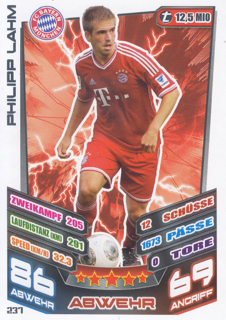 Philipp Lahm / FC Bayern München / Topps Match Attax 2013 / Basis Karte / Nr. 237
