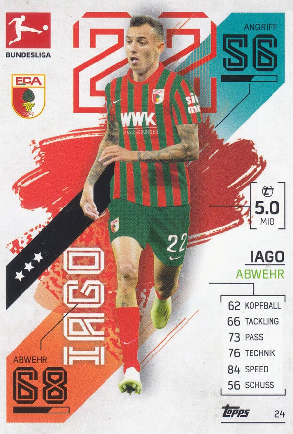 Iago / FC Augsburg / Topps Match Attax 2021 / Basis Karte / Nr.24