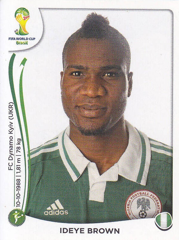 Ideye Brown / Nigeria / Panini WM 2014 / Basis Bild / Nr. 485