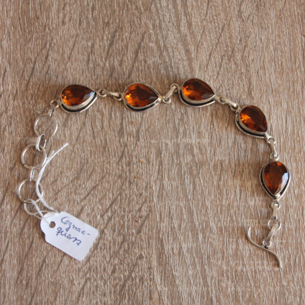 Armband mit 5 Cognac Quarzen 20cm