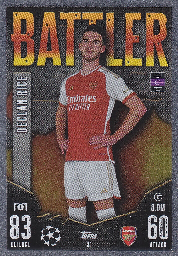 Declan Rice / Arsenal London / Topps Champions League 2023 / Battler Karte / Nr.35