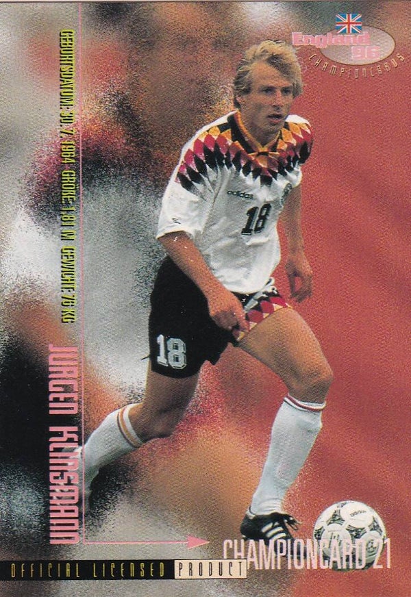 Jürgen Klinsmann / Deutschland / Panini Championcard EM 1996 / Nr. 21
