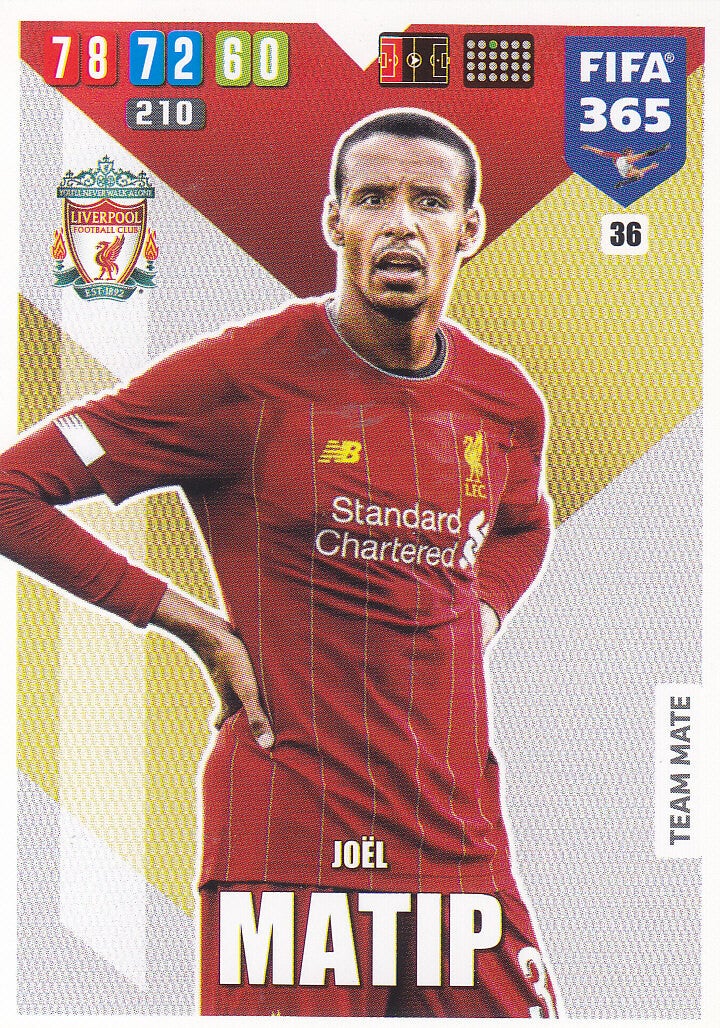 Joel Matip - FC Liverpool - Panini Fifa 365 Jahr 2020 - Basis Karte - Nr. 36