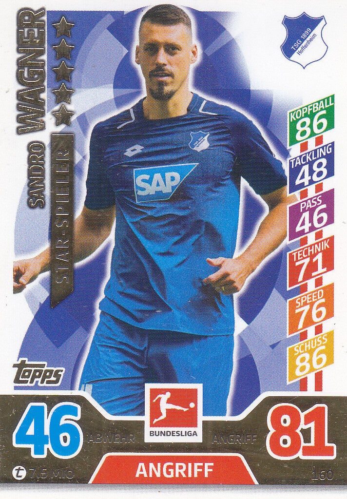 Sandro Wagner - TSG Hoffenheim - Topps Match Attax 2017 - Star Spieler - Nr. 160