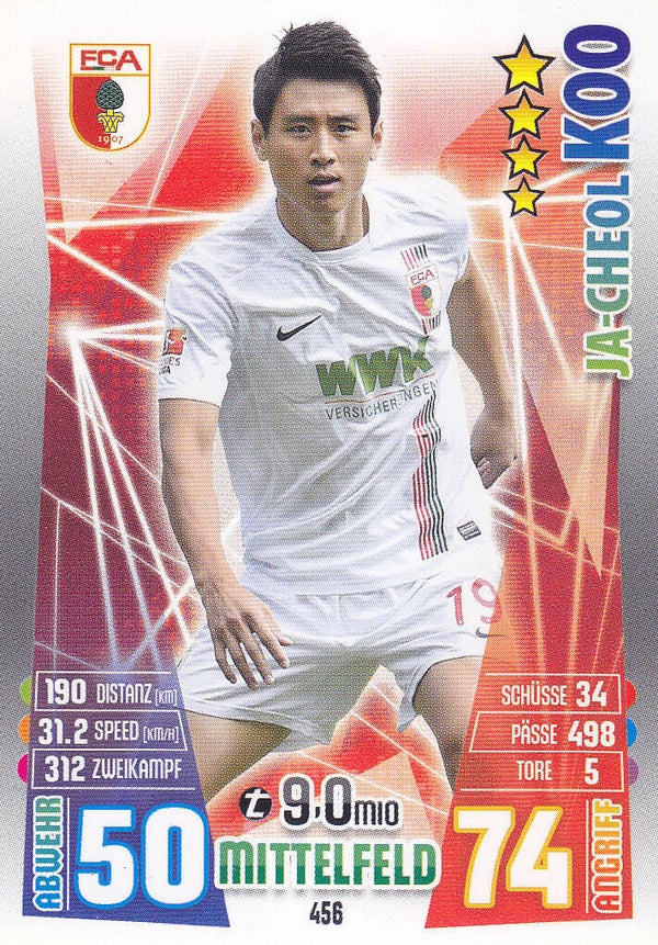 Ja-Cheol Koo / FC Augsburg / Topps Match Attax 2015 / Basis Karte / Nr.456