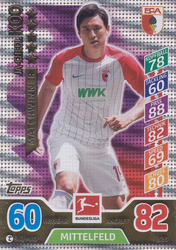 Ja-Cheol Koo / FC Augsburg / Topps Match Attax 2017 / Matchwinner / Nr. 326
