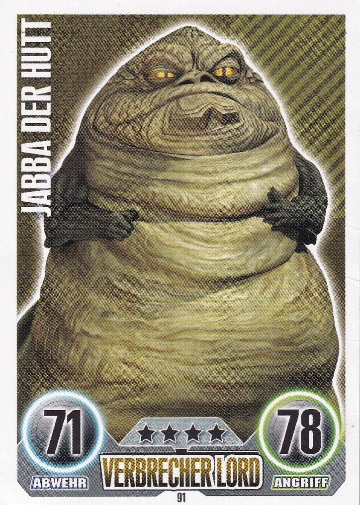 Jabba der Hutt / Topps Star Wars Force Attax 2010 / Verbrecher Lord / Söldner / Nr. FA 91