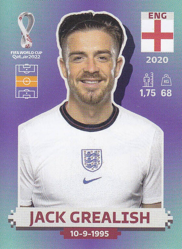 Jack Grealish / England / Panini WM 2022 / Basis Bild / Nr. ENG 12