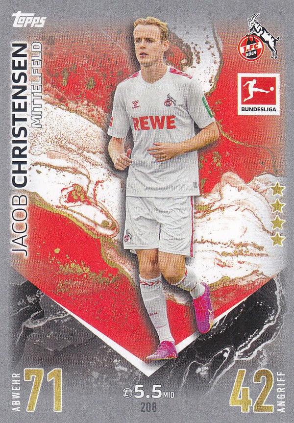 Jacob Christensen / 1.FC Köln / Topps Match Attax 2023 / Basis Karte / Nr.208