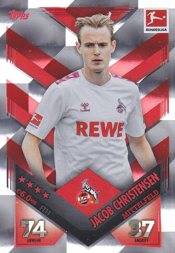 Jacob Christensen / 1.FC Köln / Topps Match Attx 2023 / Flex Tech Karte / mummeriert / FT 11 2/5