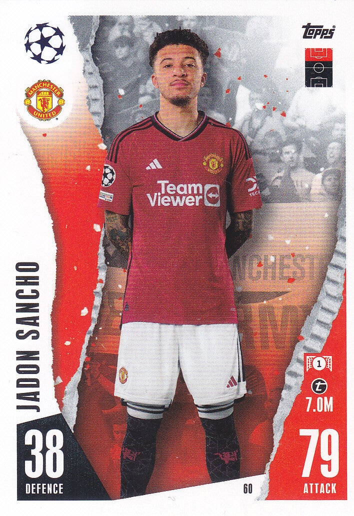 Jadon Sancho / Manchester United / Topps Champions League 2023 / Basis Karte / Nr. 60