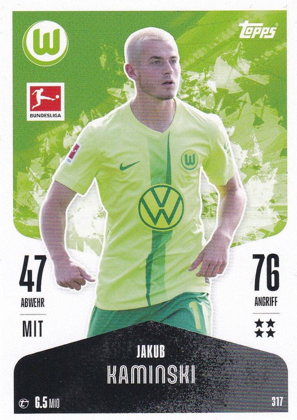 Jakub Kaminski / VFL Wolfsburg / Topps Match Attax 2024 / Basis Karte / Nr. 317